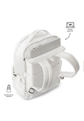 Morral Universitario Estambul Porta PC 14" Blanco Hueso Mujer