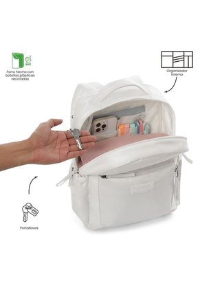 Morral Universitario Estambul Porta PC 14" Blanco Hueso Mujer