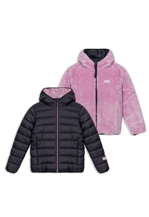 Chaqueta Para Niña Boa Acolchada Doble Faz Negra