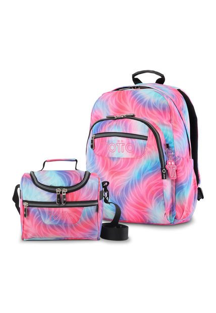 Combo Escolar Morral Acuarela Y Lonchera Pizarra Con Glitter