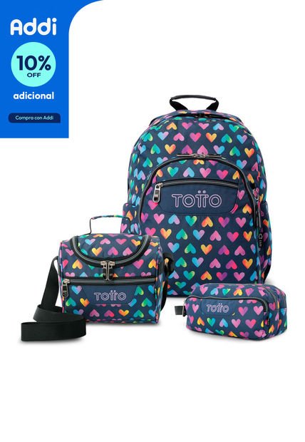Combo Escolar Morral Acuarela, Cartuchera Agapec Y Lonchera