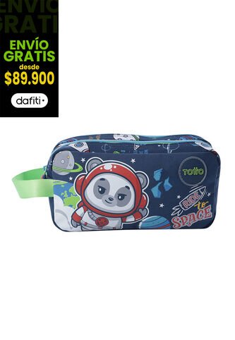 Cartuchera Escolar Grande Para Niño 2 Cuerpos Panda Space Azul Totto