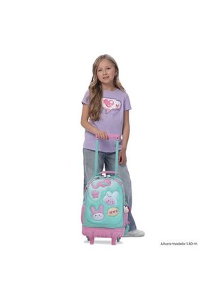 Maleta Para Niña Con Ruedas Bunny Pump Mediano Verde