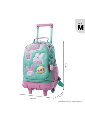 Maleta Para Niña Con Ruedas Bunny Pump Mediano Verde