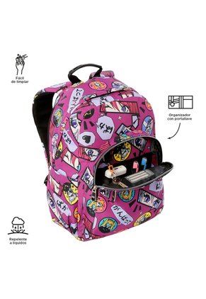 Morral Juvenil Porta PC 14" Acuarela Rosado