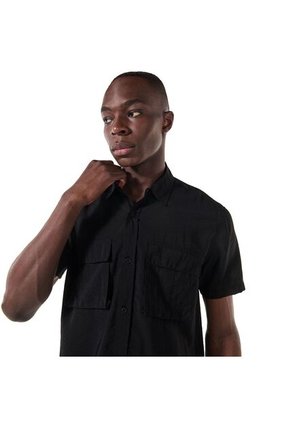 Camisa Manga Corta Derby Para Hombre Negra