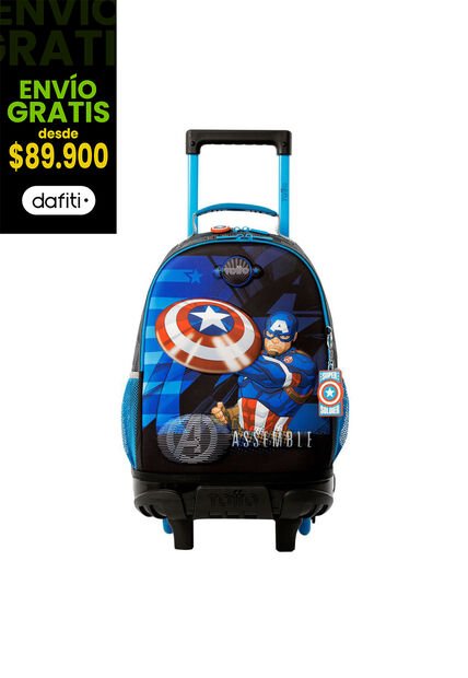 Morral Con Ruedas Niño Avengers Capitán América Mediano Gris