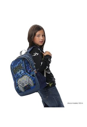 Combo Escolar Morral Game Blue + Lonchera Y Cartuchera