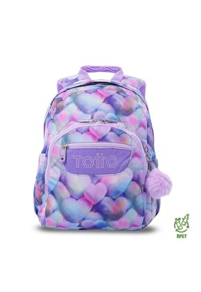 Morral Juvenil Porta PC 13" Gommas Morado Con Corazones