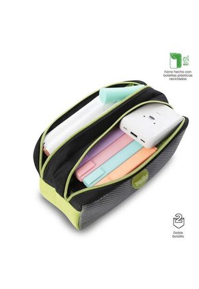 Cartuchera Escolar Mediana Para Niño Mesh Black Negra