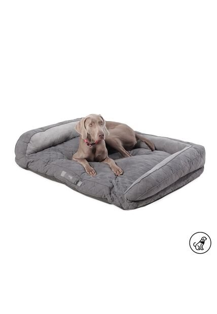 Cama Para Perros Acolchada Alina Gris Con Colchón Extraíble
