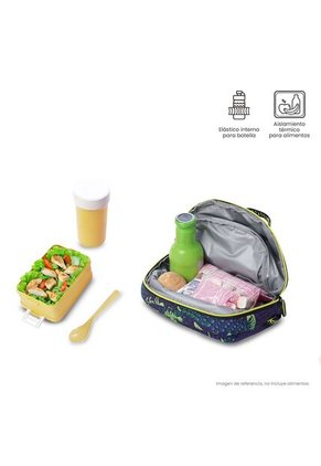 Lonchera Térmica Para Niño Dino Rock Mediano Azul
