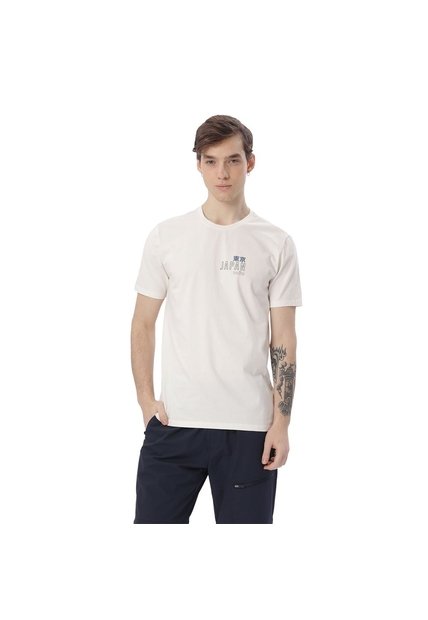 Camiseta Estampada Para Hombre Primen Manga Corta Blanco Hueso
