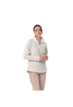 Buzo Con Cremallera Para Mujer Shorel Pullover Blanco Hueso