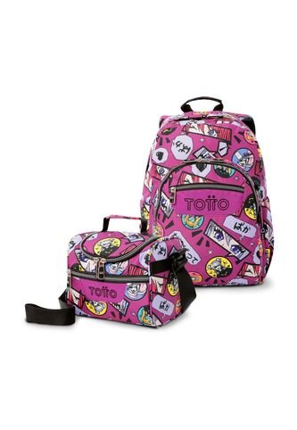 Combo Escolar Morral Grande Acuarela Y Lonchera Térmica Pizarra Totto