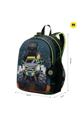 Morral Para Niño Monster Race Mediano Negro