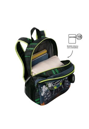 Morral Para Niño Monster Race Mediano Negro