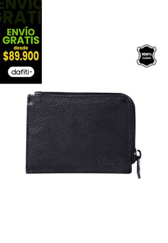 Billetera De Cuero Slice Negra Pequeña Totto