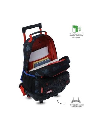 Maleta Para Niño Con Ruedas Spiderman Hero Mediano Negro