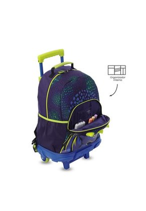 Maleta Para Niño Con Ruedas Dino Rock Grande Azul