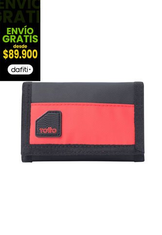 Billetera Contrast Mee Con RFID Blocker Negra/Roja Mediana Totto