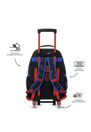 Maleta Para Niño Con Ruedas Spiderman Hero Grande Negro