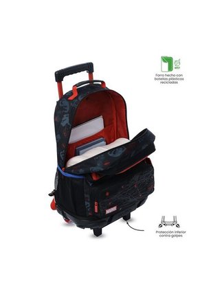 Maleta Para Niño Con Ruedas Spiderman Hero Grande Negro