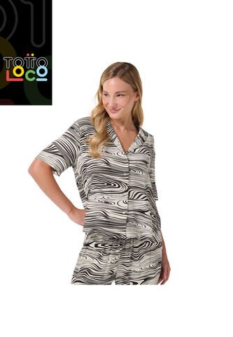 Camisa Manga Corta Brezo Para Mujer Blanca Totto