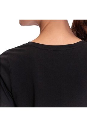 Camiseta Estampada Para Mujer Thinky Manga Corta Negra