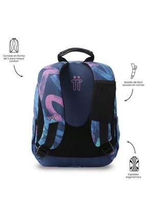 Morral Juvenil Tempera Pequeño Azul Con Corazones