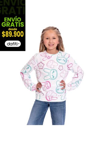 Buzo Cuello Redondo Para Niña Viterby Blanco Totto