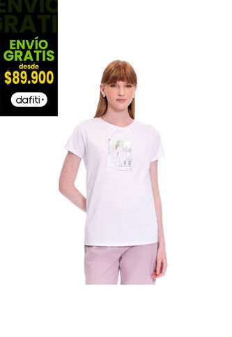 Camiseta Estampada Para Mujer Prime Manga Corta Blanca Totto
