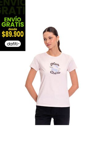Camiseta Estampada Para Mujer Prime Manga Corta Rosada Totto