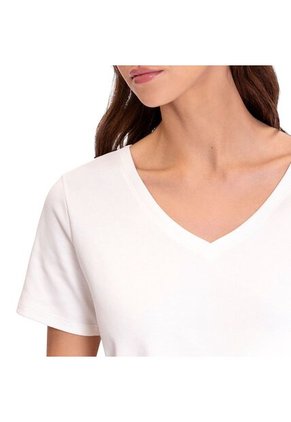 Camiseta Para Mujer Unicolor Viny Manga Corta Blanca
