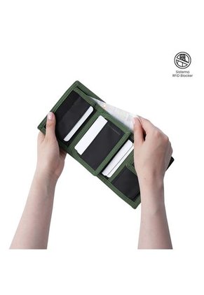 Billetera Para Hombre Contrast Can Con RFID Blocker Verde