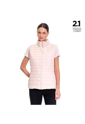 Chaqueta Acolchada Para Mujer Chalina 2 En 1 Rosada