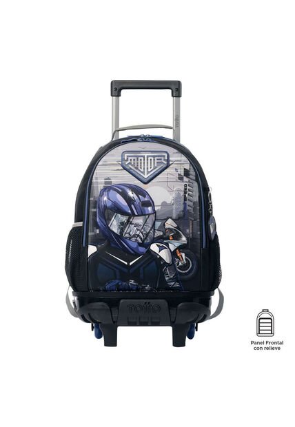 Morral Con Ruedas Niño Helmet Racer Mediano Negro