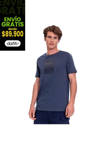 Camiseta Estampada Para Hombre Atena Manga Corta Azul Totto