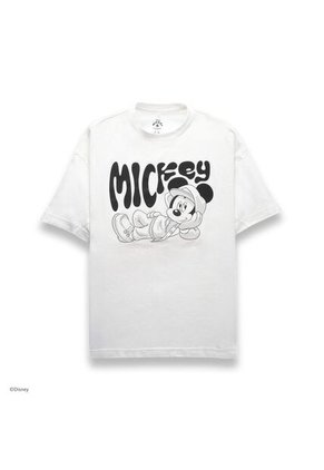 Camiseta Oversize Blanca Mickey Mouse In Real Life Feel