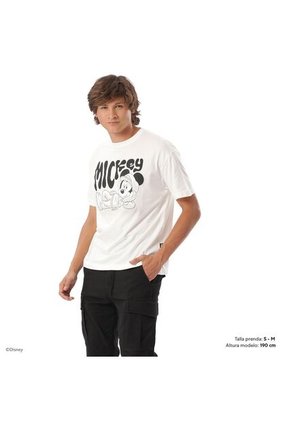 Camiseta Oversize Blanca Mickey Mouse In Real Life Feel