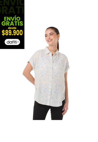 Camisa Manga Corta Lajas Para Mujer Blanca Totto