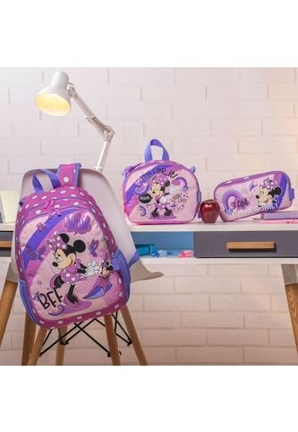 Combo Escolar Morral Minnie Point Walt + Lonchera Y Cartuchera Totto