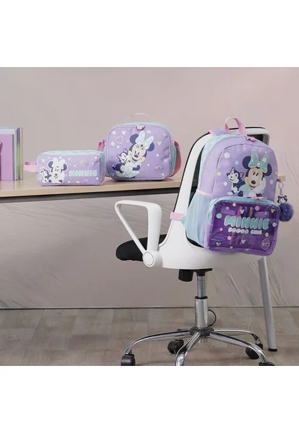 Combo Escolar Morral Minnie Mediano + Lonchera Y Cartuchera