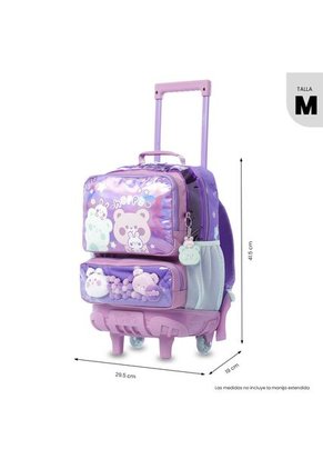 Maleta Para Niña Con Ruedas Friends Party Mediano Morado