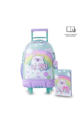 Maleta Para Niña Con Ruedas + Libro Para Colorear Little Magic Arcoíris