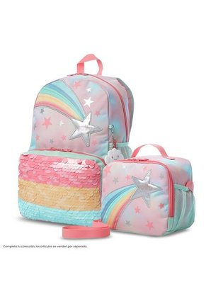 Lonchera Térmica Para Niña Rainbow Star Grande Rosada