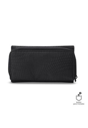 Billetera Para Mujer Texture Var Con RFID Blocker Negra