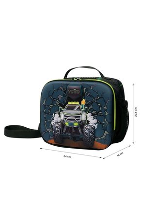 Lonchera Térmica Para Niño Monster Race Grande Negra