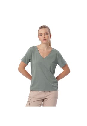 Camisa Para Mujer Unicolor Viny Manga Corta Verde