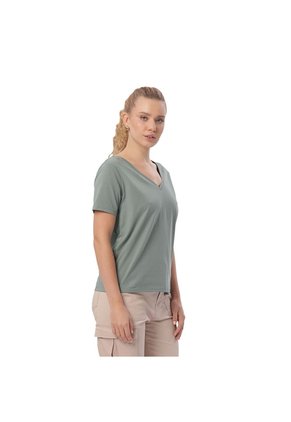 Camisa Para Mujer Unicolor Viny Manga Corta Verde